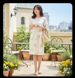 MISCH MASCH ミッシュマッシュ【S】ひざ丈スカート ハイウエスト 花柄