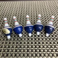 有田焼　陶器製箸置き 5個セット 青白ストライプ　釣の浮をデザイン