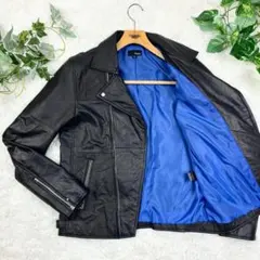 美品　Finess　本革　ダブルライダース　レザージャケット　XL　ブラック