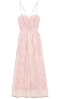 【美品】SNIDEL スナイデル 花柄 レース ロンパース レースアップ ワイド