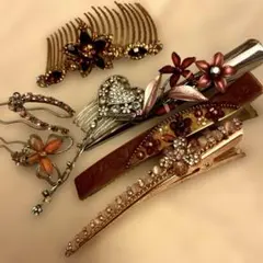 ヘアアクセサリー　7点　夜会巻きヘアコーム　ヘアクリップ　ヘアかんざし