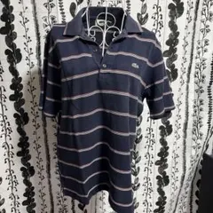 LACOSTE ネイビー ストライプ ポロシャツ サイズ5 春夏コーデ