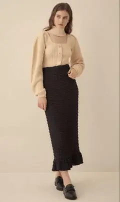 値下げ 美品 DEICY ストレッチ フリル レーススカート ブラック