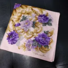 Christian Dior 花柄 ピンクハンカチ