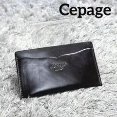 Cpage Cepage 카드 케이스 가죽 다크 브라운 엠보싱 로고