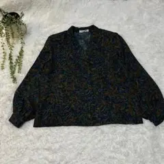 【JANE MORE】オンワード　グリーン　花柄　総柄　シャツ　ブラウス　長袖