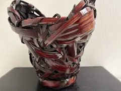 竹編手付花籠 花入 竹細工 竹工芸 古民具 花器 古美術品 骨董品 - メルカリ