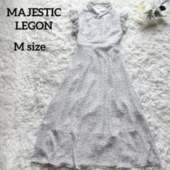 MAJESTIC LEGON 小花柄ワンピース フリル襟 Mサイズ 白×水色