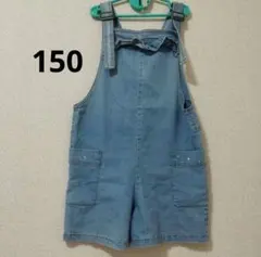 デニムブルー オーバーオール150 GU サロペット ショートパンツ