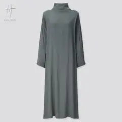 【新品】ユニクロ　ハナタジマ　レーヨンタイバックロングワンピース S GREEN