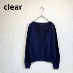 clear クリア Vネックニットカーディガン ネイビー Fのサムネイル
