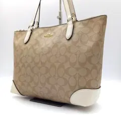 COACH シグネチャー トートバッグ A4収納可 F58292 ホワイト - メルカリ