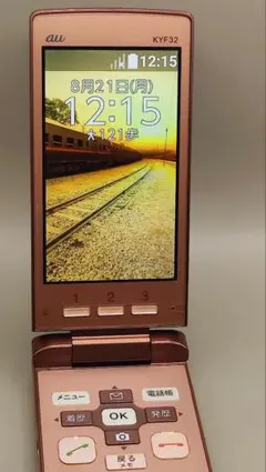 au かんたんケータイ KYF38 ピンク 充電台ACアダプター付き 初期化済み