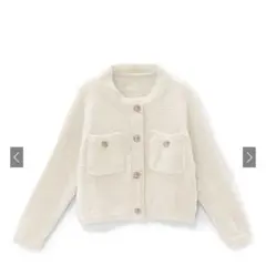 ゴールドボタンショート丈ニットカーディガン アイボリー