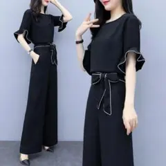 レディースフォーマル フリル リボン パンツ ドレス セットアップ パンツスーツ