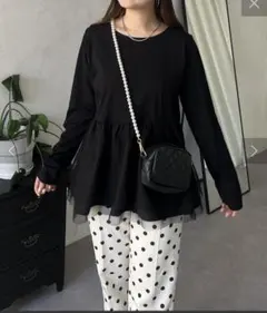 定価4400円prose verse裾チュールバックメタルレイヤードペプラムロン