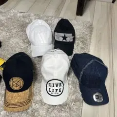 キャップ 6点セット ホワイト ブラック デニム