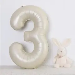 ナンバーバルーン 3 くすみベージュ 数字 風船 お誕生日 記念日 飾付け 祝い
