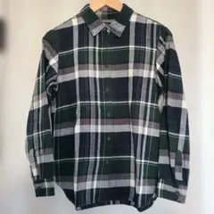 UNIQLO グリーン系チェック 長袖シャツ M