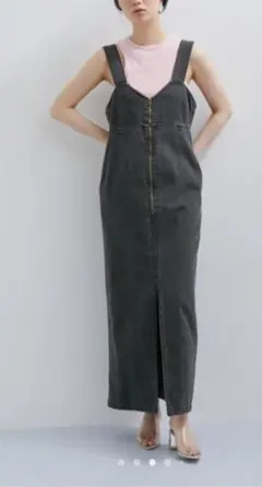 ADAM ET ROPE デニムロングサロペットスカート