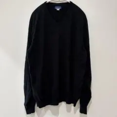 ベーシックエディション ニット Vネック 長袖 ビッグサイズ XL 黒 綿