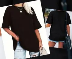 レディース/オーバーサイズ・シンプル半袖Ｔシャツ【黒・ＸＬ】新品