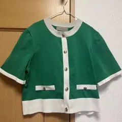 m*c様 グリーン 半袖カーディガン