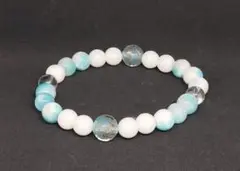 天然石ホワイトアゲートデザインブレスレット