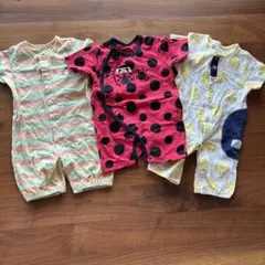 ロンパースセット（ストライプ・赤ドット・黄色丸柄）