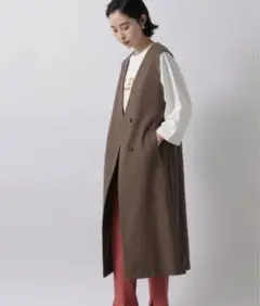 ロングジレ　ベスト　ブラウン　ローリーズファーム　茶　LOWRYS FARM