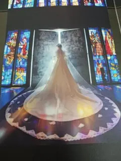 花柄刺繍入りロングウェディングベール