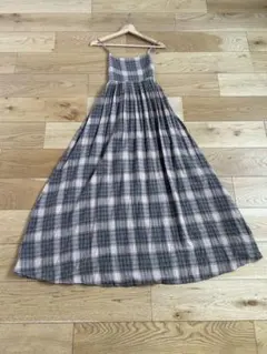 ZARAキャミソールロングワンピース グレー系チェック
