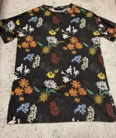 AZUL by moussy 花柄 半袖ワンピース ブラック Sのサムネイル