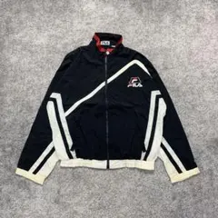 XL フィラ ナイロンジャケット 刺繍ロゴ 白 黒 古着