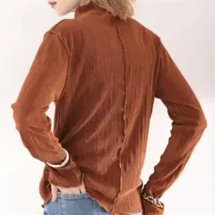 クラシカルエルフ　2wayメロープリーツハイネックトップス　オレンジ　Lサイズ