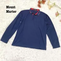 s.777【Mount Marter】メンズ 長袖ポロシャツ ネイビー 赤 M