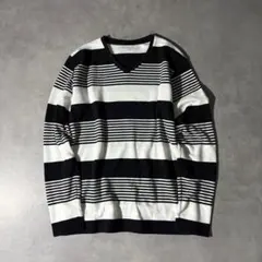 00s archive striped knit v-neck l/s y2k