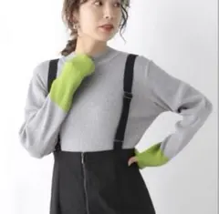 LEPSIM１２ゲージ配色リブハイネックプルオーバー