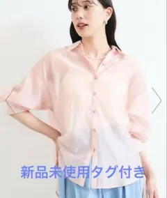 VIS 【洗える】アソートシアーシャツ　ピンクのサムネイル