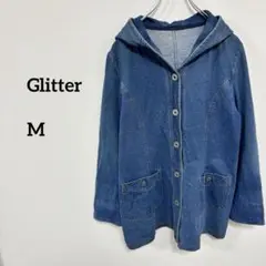Glitterグリッツァーンフード付デニム風ジャケット カバーオールM c416