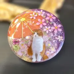 桜吹雪 ねこちゃん レジンヘアゴム