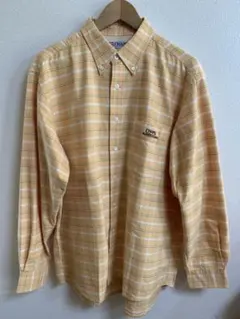 CHAPSラルフローレン ロゴ刺繍付き チェック柄長袖シャツ オレンジ LL