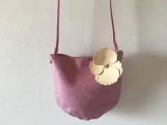 美品◎イタリア製 FURLA フルラ フラワーコサージュつきショルダーバッグ