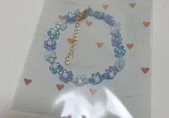 ハンドメイド ビーズ 花ブレスレット