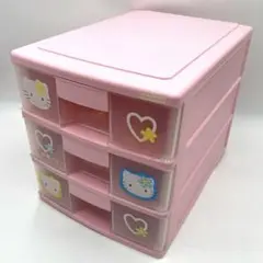 希少　レア　レトロ　ハローキティ　Hello Kitty 小物収納 3段 ピンク
