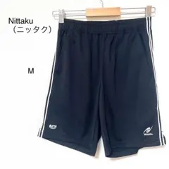 【ニッタク】卓球　ハーフパンツ　ジャージ　黒　白ライン　JTTAAワッペン　M