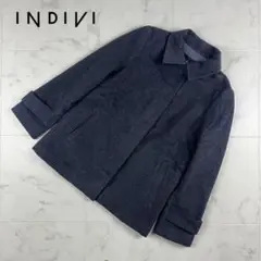 美品 INDIVI ステンカラーショートコート グレー サイズ36*KC215
