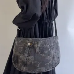 花柄デニム　リメイクショルダーバッグ
