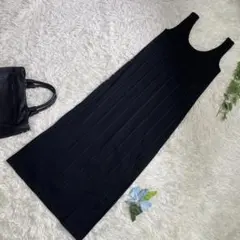 美品　カルバンクラインジーンズ　ロングニットワンピース ノースリーブ　黒　S