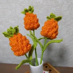 枯れない花 パイナップルあみぐるみ3本組の花(？)束